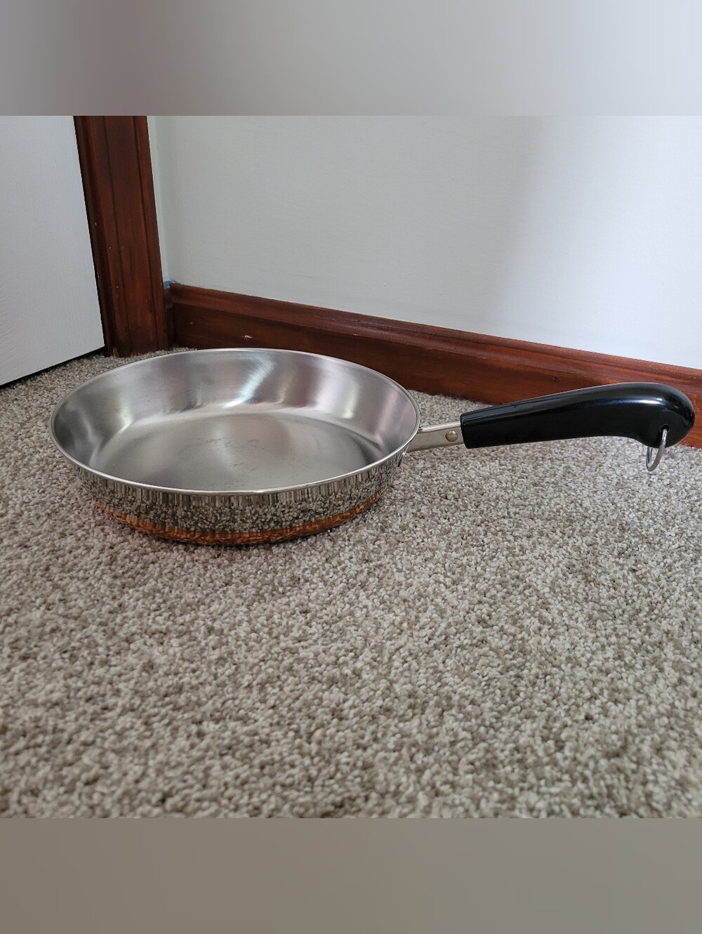 Vintage Revere Ware Copper-Clad Bottom Stainless Steel Skillet Pan, 9 Inch